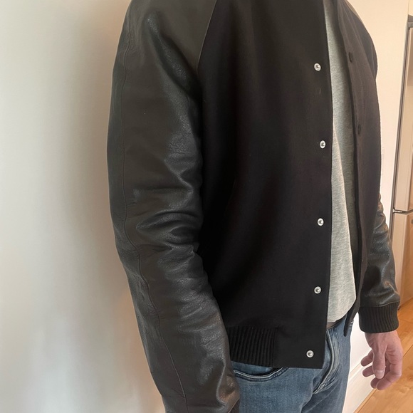 ALL SAINTS Manta Leather Sleeved Bomber Jacket - Size Medium - NWTIB - Picture 8 of 10